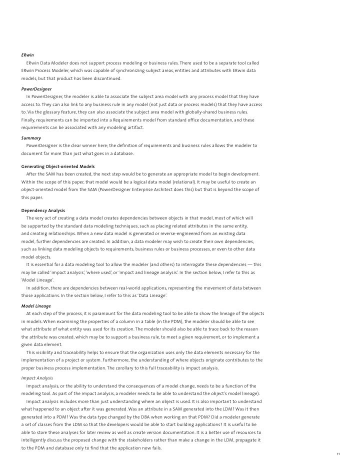 sybase powerdesigner vs erwin data modeler resume