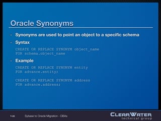 Sybase To Oracle Migration for DBAs | KEY