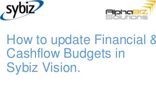 How to update Financial &
Cashflow Budgets in
Sybiz Vision.
 