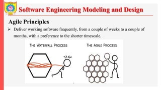 Software Engineering Modeling and Design
Agile Principles
 Deliver working software frequently, from a couple of weeks to a couple of
months, with a preference to the shorter timescale.
 
