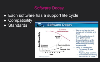 ● Each software has a support life cycle
● Compatibility
● Standards
Software Decay
 