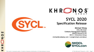 SYCL 2020 Specification Slide 1