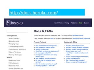 http://docs.heroku.com/




Step 2: http://help.github.com/
 