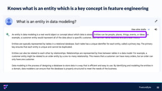 FeatureByte
Knows what is an entity which is a key concept in feature engineering
32
 