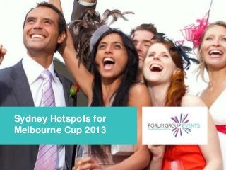 Sydney Hotspots for
Melbourne Cup 2013
Page 1 | Copyright 2013 All rights reserved

 