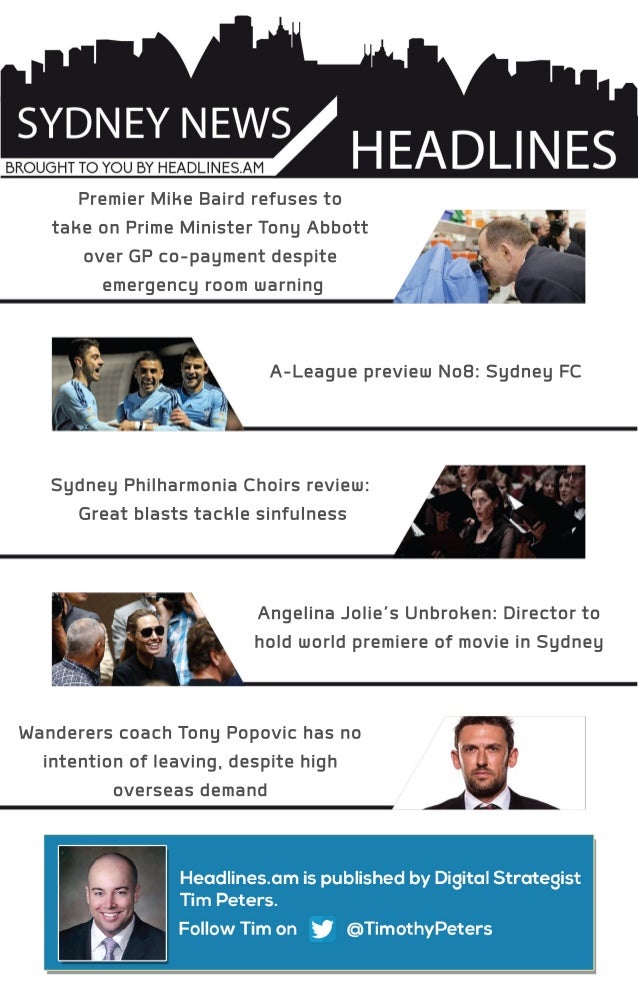 Premier Mike Baird refuses to 
take on Prime Minister Tony Abbott 
over GP co-payment despite 
emergency room warning 
A-L...