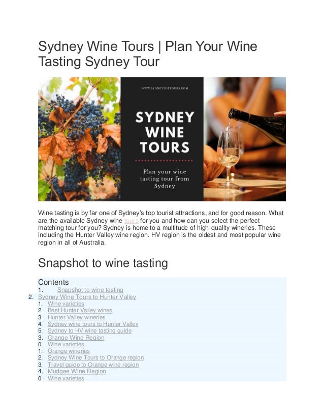 Sydney wine tours Plan Your Wine Tasting Sydney Tour