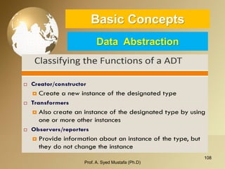 108 
Basic ConceptsData Abstraction 
Prof. A. Syed Mustafa (Ph.D) 
 