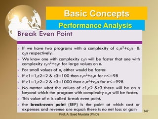 147 
Basic ConceptsPerformance Analysis 
Prof. A. Syed Mustafa (Ph.D) 
 