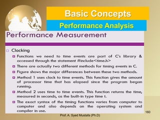 160 
Basic ConceptsPerformance Analysis 
Prof. A. Syed Mustafa (Ph.D) 
 