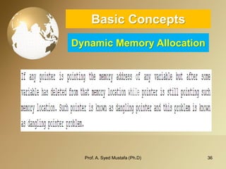36 
Basic ConceptsDynamic Memory Allocation 
Prof. A. Syed Mustafa (Ph.D) 
 