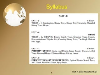Syllabus 
4 Prof. A. Syed Mustafa (Ph.D) 
 