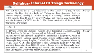 Syllabus- Internet Of Things Technology
Dr. Syed Mustafa, HKBKCE. 4
 