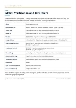 Syed Foundation Institutional Profile 2026 | PDF