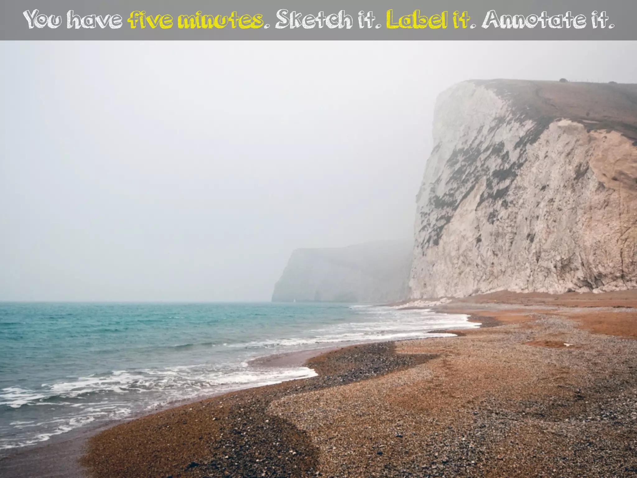 You have five minutes. Sketch it. Label it. Annotate it.
 