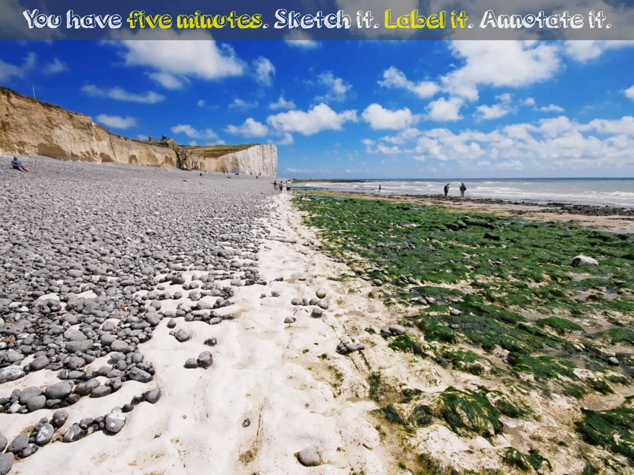 You have five minutes. Sketch it. Label it. Annotate it.
 