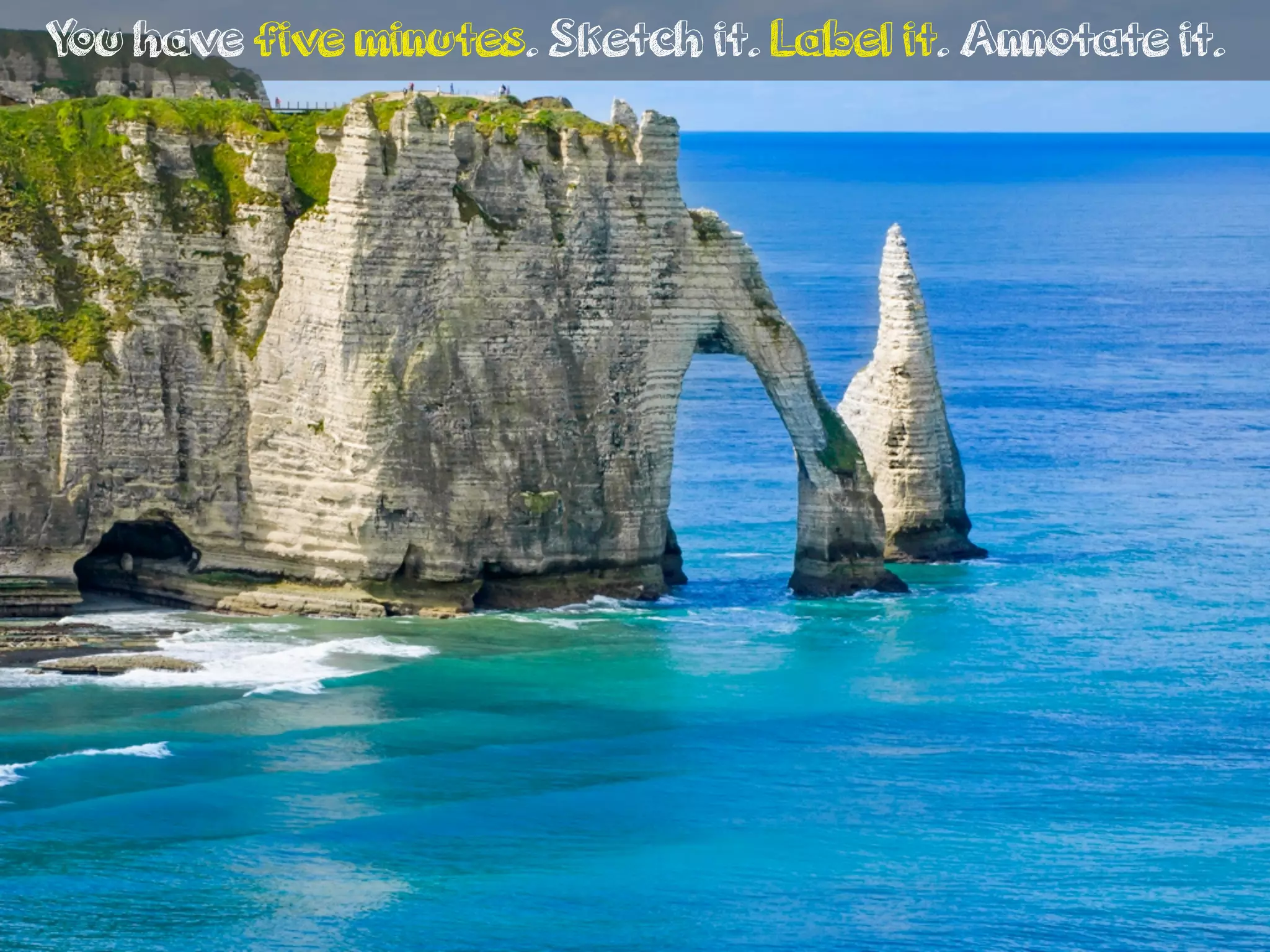 You have five minutes. Sketch it. Label it. Annotate it.
 