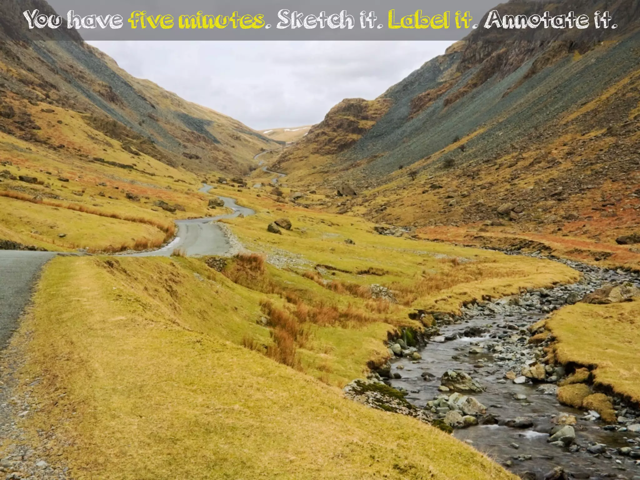 You have five minutes. Sketch it. Label it. Annotate it.
 