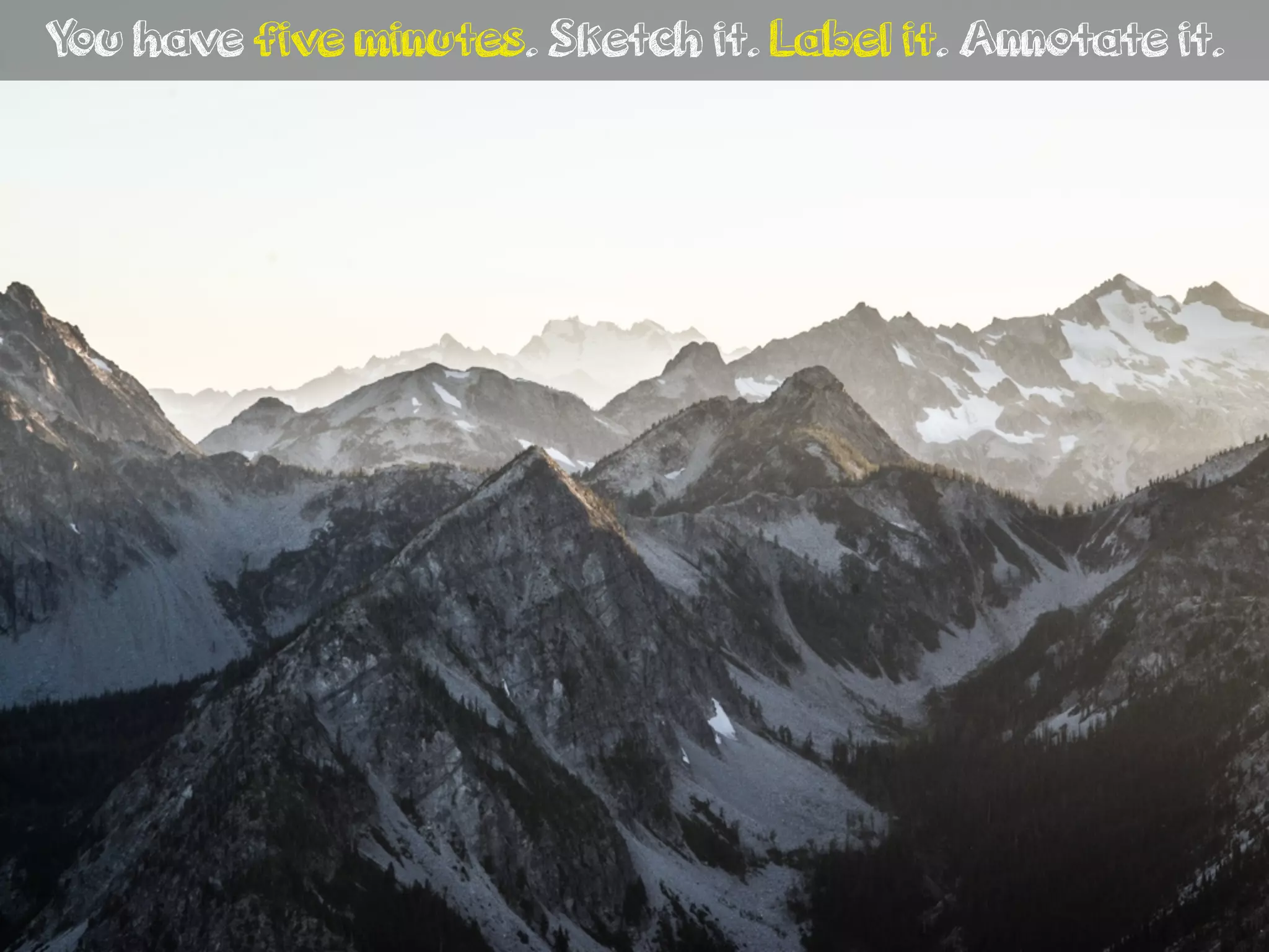 You have five minutes. Sketch it. Label it. Annotate it.
 