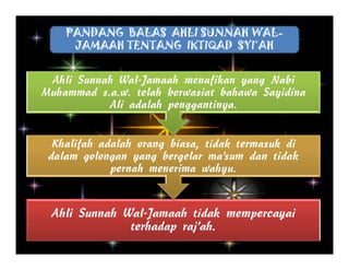 PANDANG BALAS AHLI SUNNAH WAL-
 JAMAAH TENTANG IKTIQAD SYI’AH
 