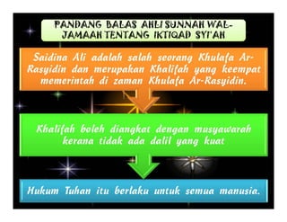 PANDANG BALAS AHLI SUNNAH WAL-
 JAMAAH TENTANG IKTIQAD SYI’AH
 