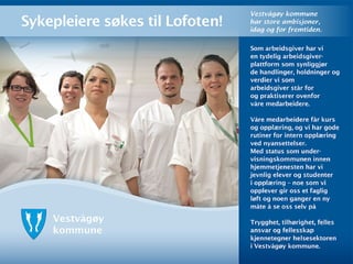Sykepleiere til Vestvågøy i Lofoten