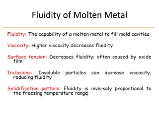 Fluidity of Molten Metal
 