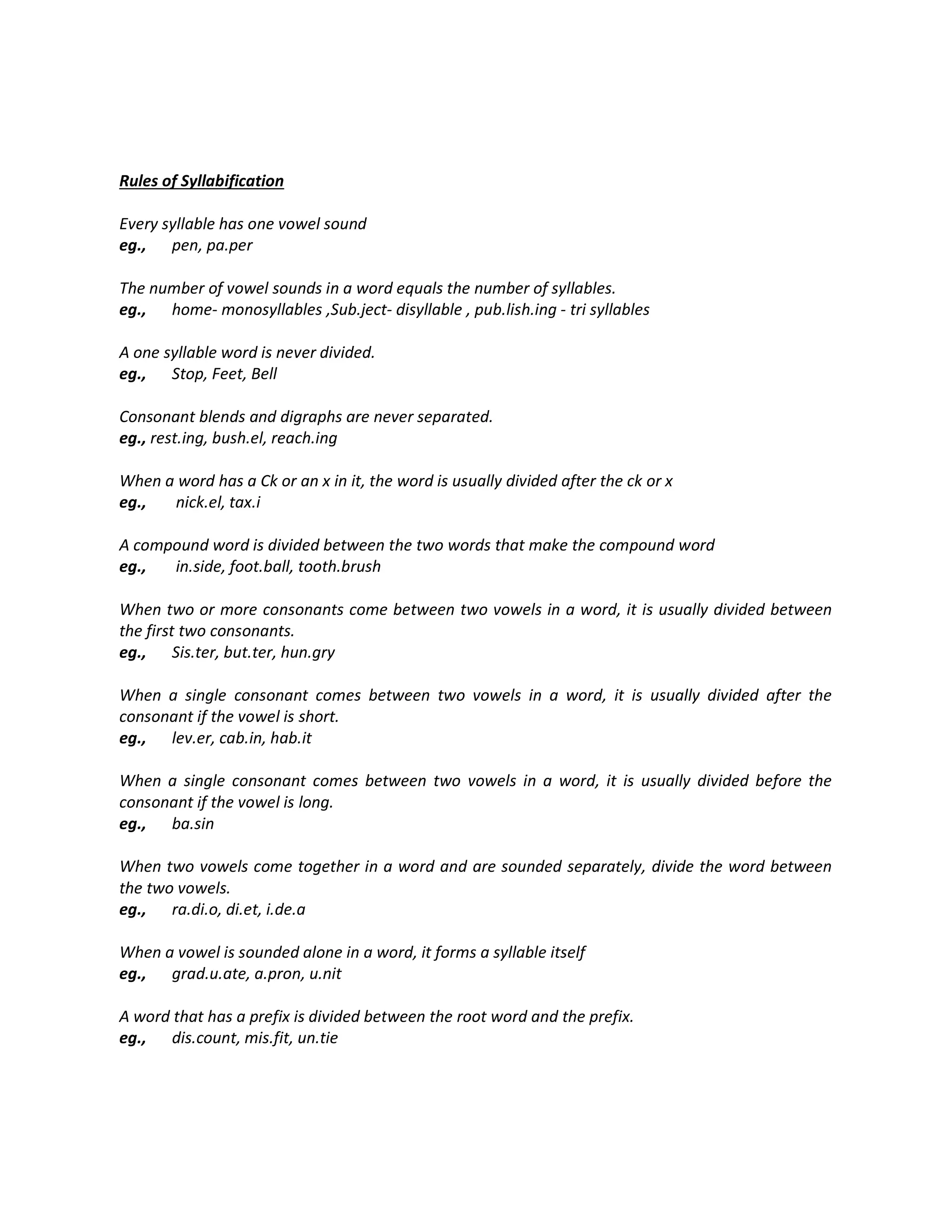 Tips on Syllabification | PDF