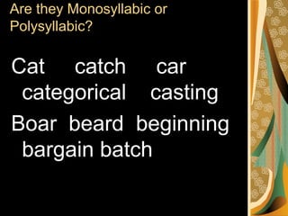 Monosyllablic Examples Syllable | PPT