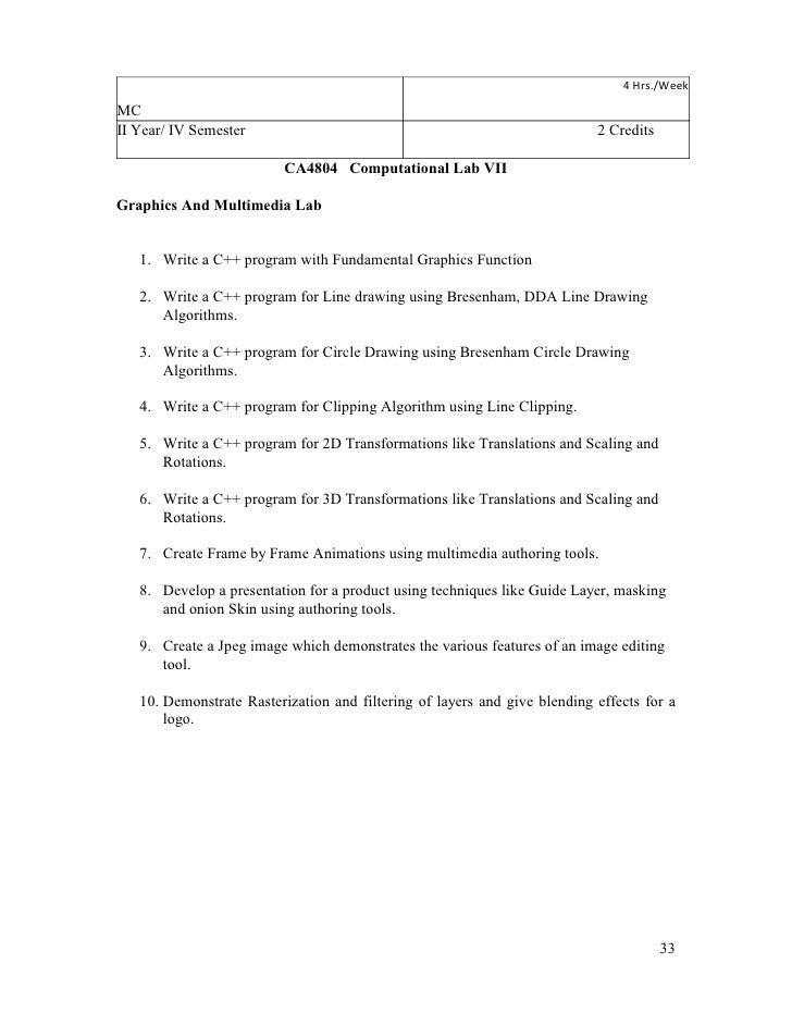 Line Drawing Using Dda Algorithm : Syllabus