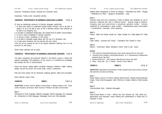 Schools of Engineering Amrita Vishwa Vidyapeetham
2015 admissions onwards
SYLLABI B. Tech - Computer Science & Engg.
Schools of Engineering Amrita Vishwa Vidyapeetham
2015 admissions onwards
SYLLABI B. Tech - Computer Science & Engg.
S 94
S 93
Grammar: Possessive articles; Divisible and indivisible verbs.
Vocabulary: Family circle; Household articles.
15GER232 PROFICIENCY IN GERMAN LANGUAGE (LOWER) 1 0 2 2
To have an elementary exposure to German language; specifically
1. to have some ability to understand simple spoken German, and to be able to
speak it so as to be able to carry on life in Germany without much difficulty (to
be able to do shopping, etc.);
2. to be able to understand simple texts, and simple forms of written communication;
3. to have a basic knowledge of German grammar;
4. to acquire a basic vocabulary of 500 words;
5. to be able to translate simple letters with the use of a dictionary; and
6. to have some familiarity with the German life and culture.
(This will not be covered as part of the regular classroom teaching; this is to be
acquired by self-study.)
Some useful websites will be given.
15GER233 PROFICIENCY IN GERMAN LANGUAGE (HIGHER) 1 0 2 2
The basic vocabulary and grammar learned in the earlier course is mostly still
passive knowledge. The endeavour of this course is to activate this knowledge
and develop the skill of communication.
Topics are: Airport, railway station, travelling; shopping; invitations, meals, meeting
people; around the house; the human body; colours; professions.
Past and future tenses will be introduced. Applying genitive, dative and accusative.
Some German culture. Films.
15HIN101 HINDI I 1 0 2 2
OBJECTIVES: To teach Hindi for effective communication in different spheres of life - Social
context, Education, governance, Media, Business, Profession and Mass communication.
Unit 1
Introduction to Hindi Language, National Language, Official Language, link Language
etc. Introduction to Hindi language, Devanagari script and Hindi alphabet.
Shabda Bhed, Roopanthar ki Drishti se- Bhasha – Paribhasha aur Bhed - Sangya
- Paribhasha Aur Bhed - Sangya ke Roopanthar - kriya.
Unit 2
Common errors and error corrections in Parts of Speech with emphasis on use of
pronouns, Adjective and verb in different tenses – Special usage of adverbs,
changing voice and conjunctions in sentences, gender& number - General
vocabulary for conversations in given context – understanding proper pronunciation
– Conversations, Interviews, Short speeches.
Unit 3
Poems – Kabir 1st 8 Dohas, Surdas 1st 1 Pada; Tulsidas 1st 1 Pada; Meera 1st 1 Pada
Unit 4
Letter writing – personal and Formal – Translation from English to Hindi.
Unit 5
Kahani – Premchand: Kafan, Abhilasha, Vidroh, Poos ki rath, Juloos.
BOOKS:
1. Prem Chand Ki Srvashrestha Kahaniyam: Prem Chand; Diamond Pub Ltd. New Delhi
2. Vyavaharik Hindi Vyakaran ,Anuvad thaha Rachana : Dr. H. Parameswaran, Radhakrishna
publishing House, New Delhi
3. Kamtha Prasad Guru : Hindi Vyakaran, Best Book pub House, New Delhi
4. Poetry : Kavya Ras - Ed: T.V. Basker - Pachouri Press; Mathura
15HIN111 HINDI II 1 0 2 2
OBJECTIVES: Appreciation and assimilation of Hindi Literature both drisya & shravya using the
best specimens provided as anthology.
Unit 1
Kavya Tarang; Dhumil ke Anthim Kavitha [Poet-Dhumil]; Dhabba [Poet-Kedarnath
Singh]; Proxy [Poet-Venugopal]; Vakth [Poet-Arun Kamal]; Maachis [Poet-Suneeta
Jain].
Unit 2
Communicative Hindi - Moukhik Abhivyakthi
Unit 3
Audio-Visual Media in Hindi – Movies like Tare Zameen par, Paa, Black etc.,
appreciation and evaluation. News reading and presentations in Radio and TV
channels in Hindi.
 