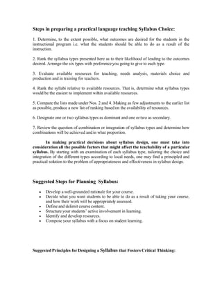 Syllabus Designing