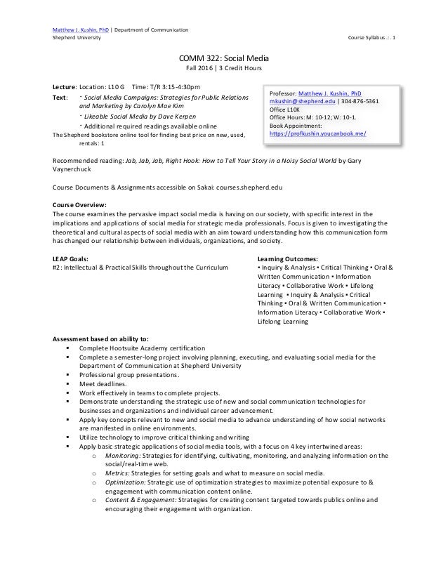 Social Media Syllabus Fall 2016