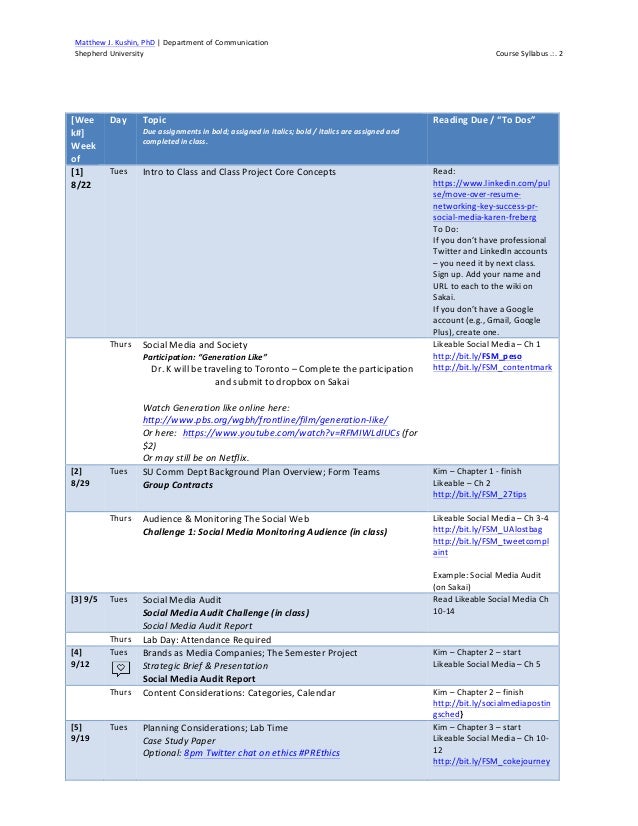 Social Media Syllabus Fall 2016