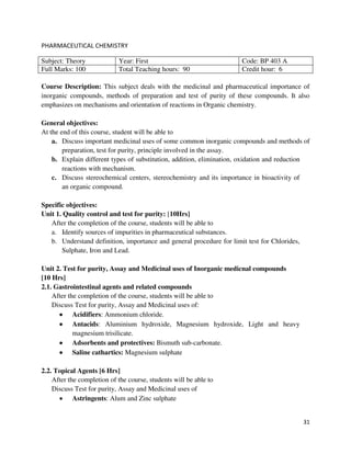 B Pharmacy Syllabus TU | PDF