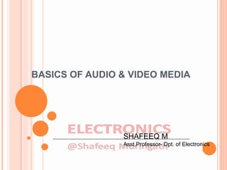 BASICS OF AUDIO & VIDEO MEDIA
SHAFEEQ M
Asst.Professor- Dpt. of Electronics
 