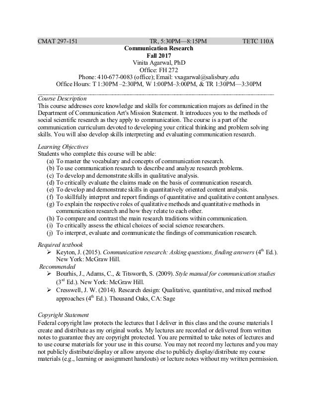 Communication Research Methods Syllabus - 