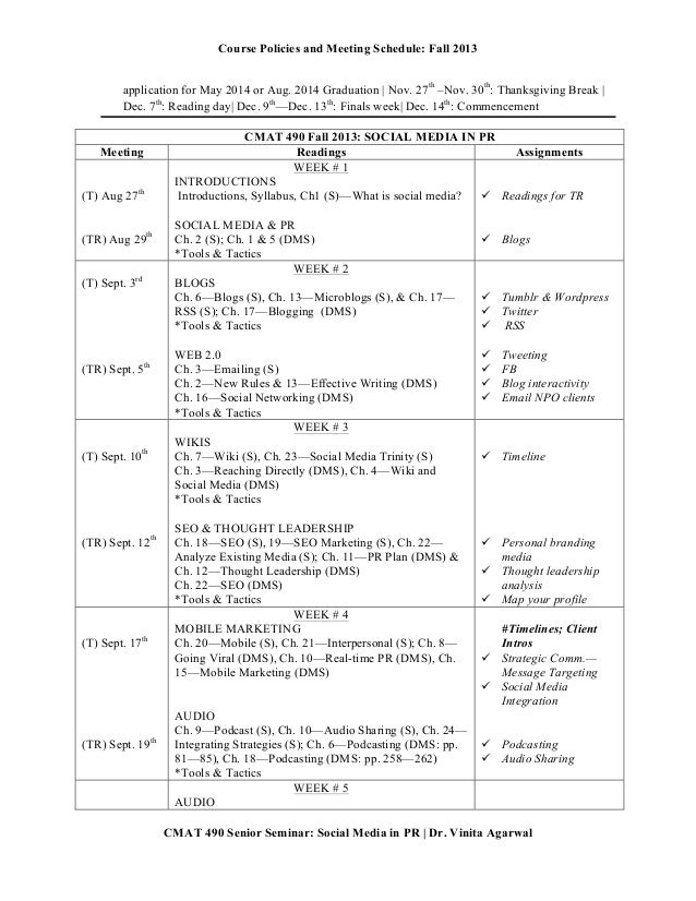 Fall 2013 Syllabus Social Media in Public Relations