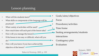 Syllabus design and lesson planning (building teaching) | PPTX