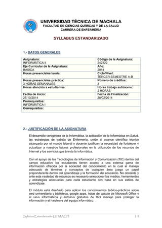 Syllabus Informática 2