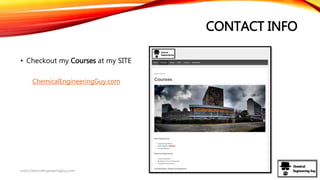CONTACT INFO
• Checkout my Courses at my SITE
ChemicalEngineeringGuy.com
www.ChemicalEngineeringGuy.com
 
