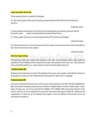 Syllabus of BCA Second Year JAMMU University | PDF