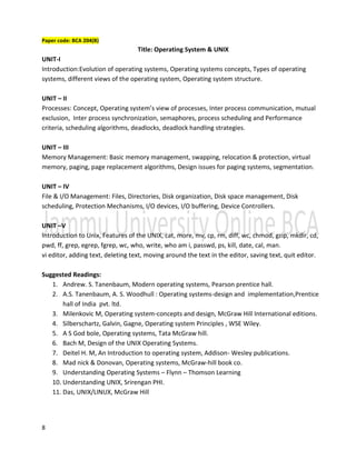 Syllabus of BCA Second Year JAMMU University | PDF