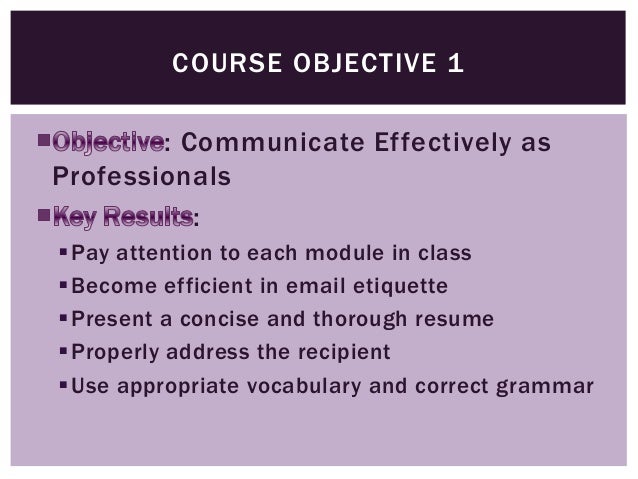professional objectives