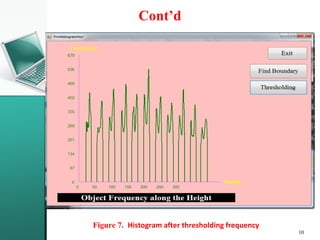 Cont’d
Figure 7. Histogram after thresholding frequency
10
 