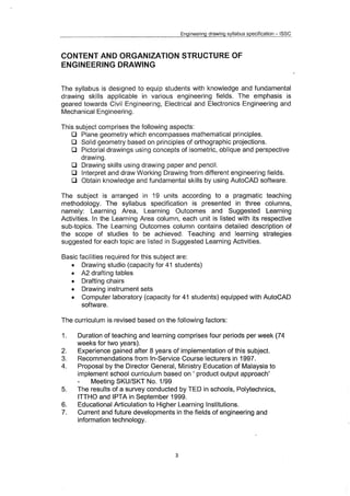 Syllabus Specifications Enginering Drawing