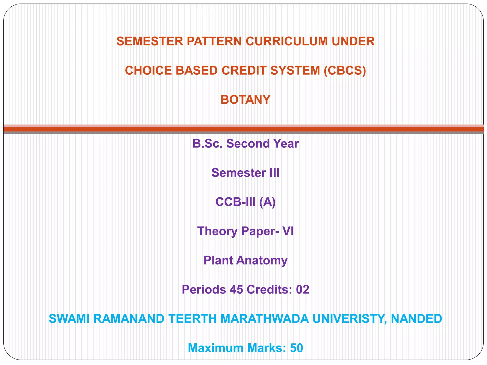 Syllabus for Second Year Botany | PPTX