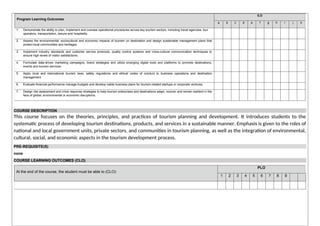 Comprehensive Syllabus for Tourism Planning and Development Course | DOCX