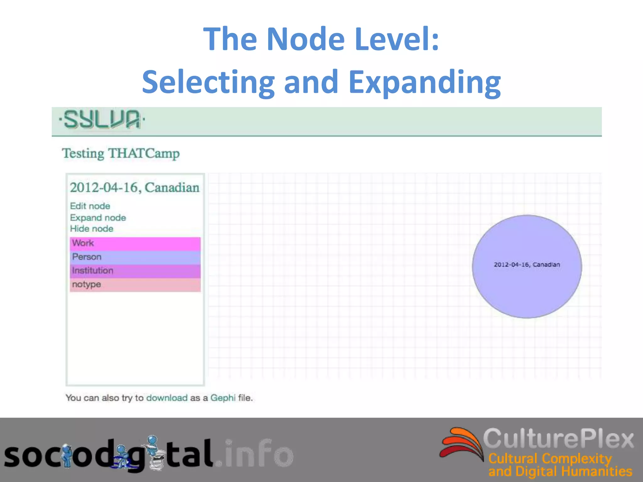 The Node Level:
Selecting and Expanding
 