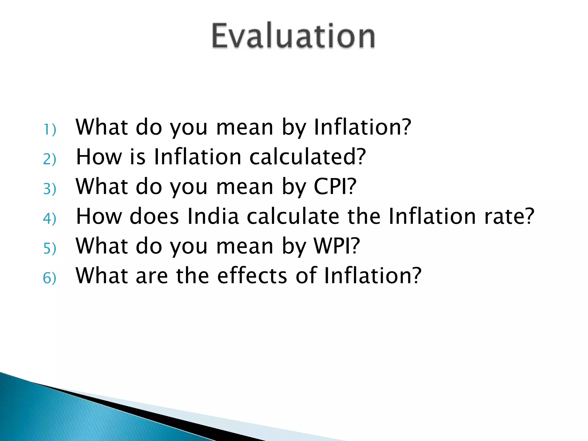 Consumer Price Index (CPI)A measure of the average price of consumer  goods and services purchased by households.  ( 1st published in 1970 ).  CPI indicates the change in purchasing       power of the consumer.CPI for Industrial workers (CPI-IW)
